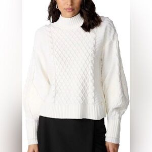 Karl Lagerfeld Cream Cable Knit Turtleneck Sweater